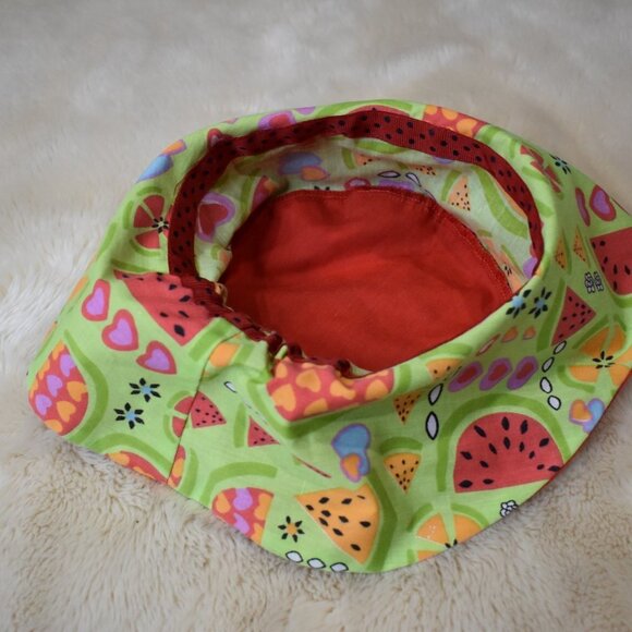 Girls Sun Beach Bucket Hat Green Red - Picture 6 of 9